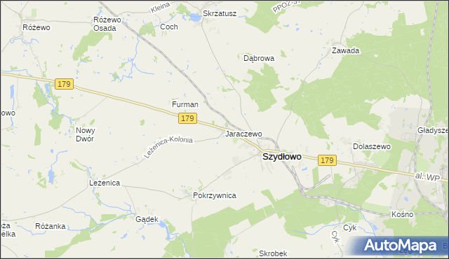 mapa Jaraczewo gmina Szydłowo, Jaraczewo gmina Szydłowo na mapie Targeo