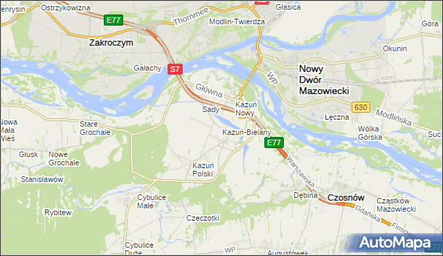 mapa Kazuń-Bielany, Kazuń-Bielany na mapie Targeo