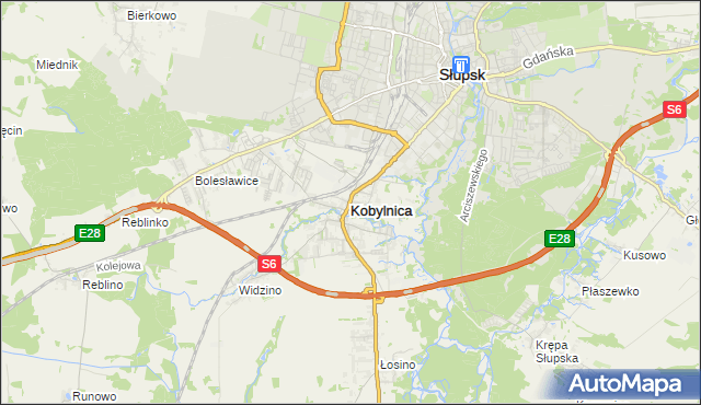 mapa Kobylnica powiat słupski, Kobylnica powiat słupski na mapie Targeo