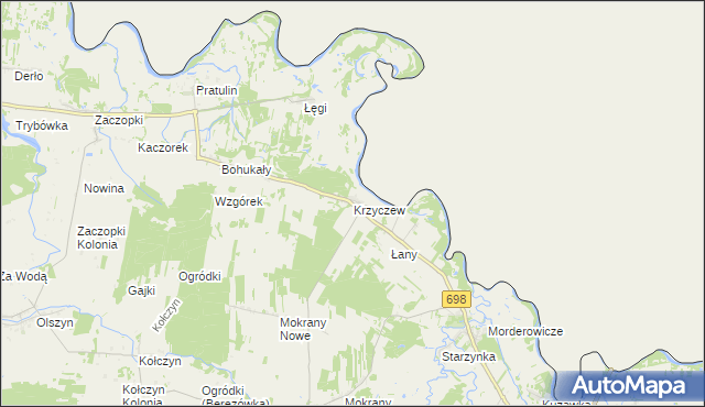 mapa Krzyczew, Krzyczew na mapie Targeo