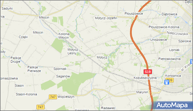 mapa Motycz, Motycz na mapie Targeo