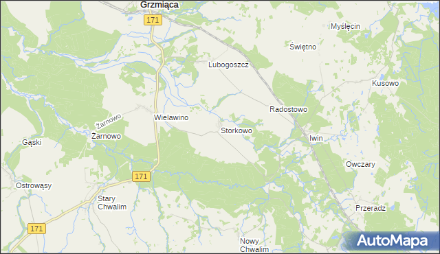 mapa Storkowo gmina Grzmiąca, Storkowo gmina Grzmiąca na mapie Targeo