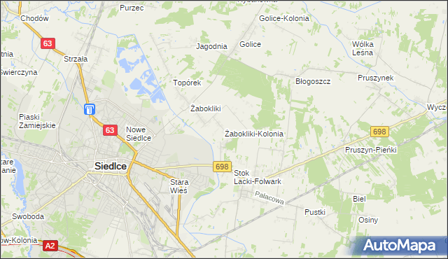 mapa Żabokliki-Kolonia, Żabokliki-Kolonia na mapie Targeo