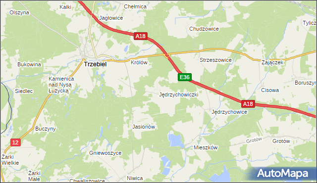 mapa Jędrzychowiczki, Jędrzychowiczki na mapie Targeo