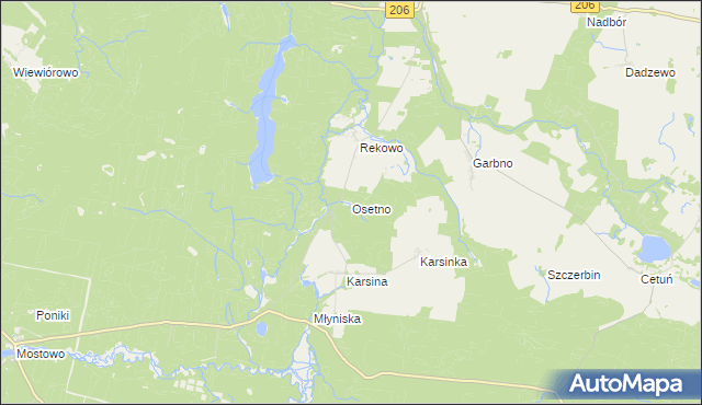 mapa Osetno gmina Polanów, Osetno gmina Polanów na mapie Targeo