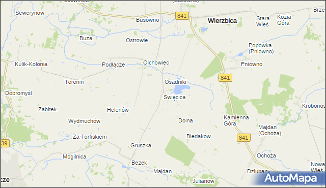 mapa Święcica gmina Wierzbica, Święcica gmina Wierzbica na mapie Targeo