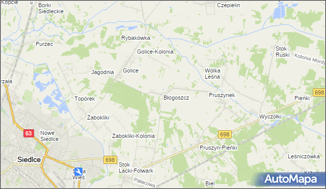 mapa Błogoszcz, Błogoszcz na mapie Targeo