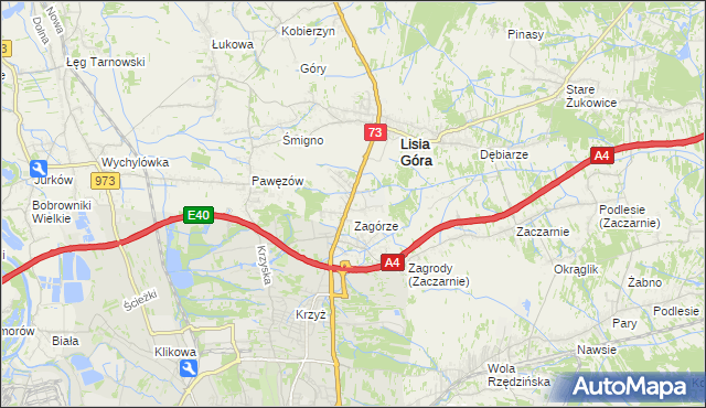 mapa Brzozówka gmina Lisia Góra, Brzozówka gmina Lisia Góra na mapie Targeo