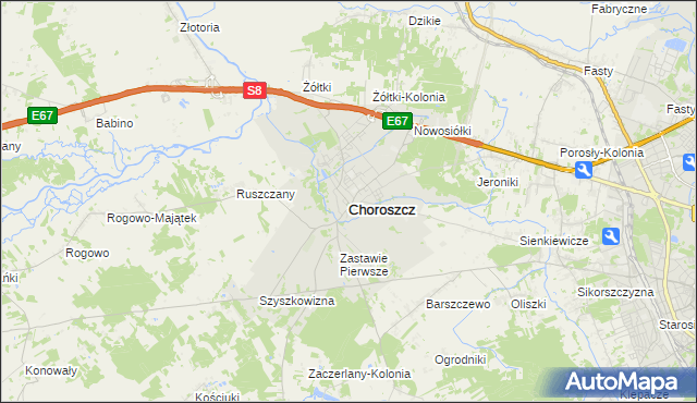 mapa Choroszcz, Choroszcz na mapie Targeo