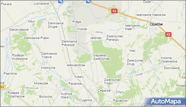 mapa Gajówka Zwierzyniec, Gajówka Zwierzyniec na mapie Targeo