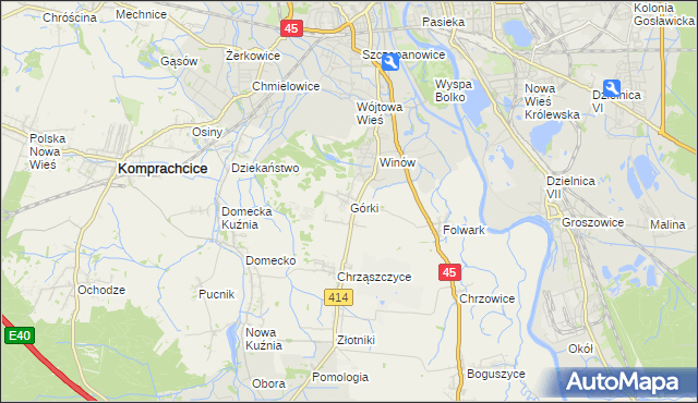 mapa Górki gmina Prószków, Górki gmina Prószków na mapie Targeo