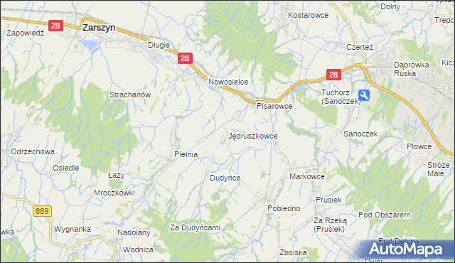 mapa Jędruszkowce, Jędruszkowce na mapie Targeo