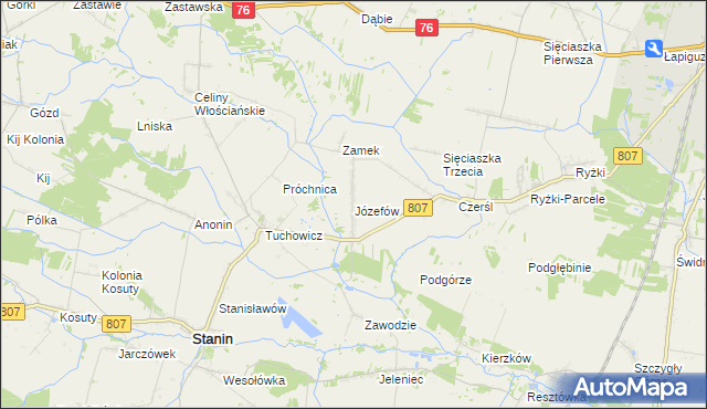 mapa Józefów gmina Stanin, Józefów gmina Stanin na mapie Targeo