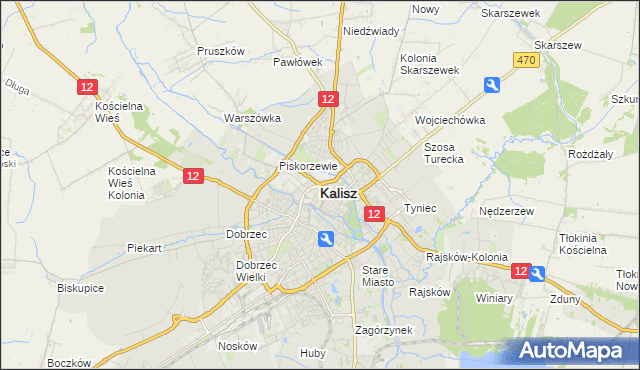 mapa Kalisza, Kalisz na mapie Targeo