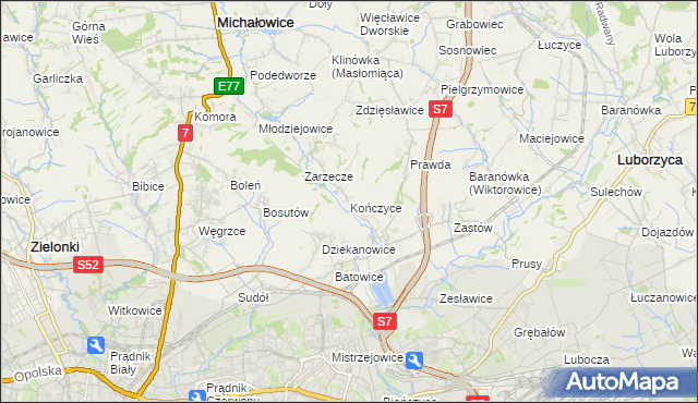 mapa Kończyce gmina Michałowice, Kończyce gmina Michałowice na mapie Targeo