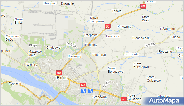 mapa Kostrogaj, Kostrogaj na mapie Targeo