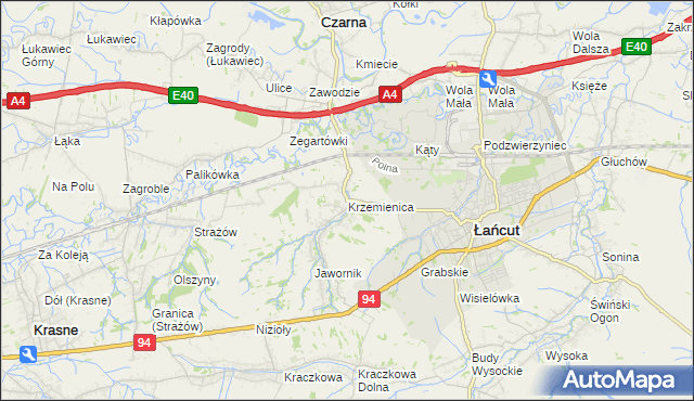 mapa Krzemienica gmina Czarna, Krzemienica gmina Czarna na mapie Targeo