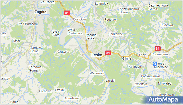 mapa Lesko, Lesko na mapie Targeo