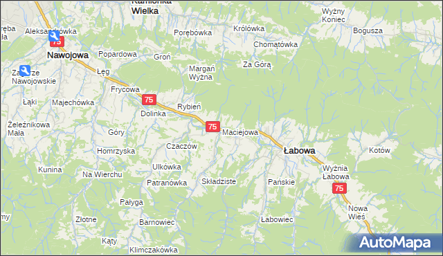 mapa Maciejowa, Maciejowa na mapie Targeo