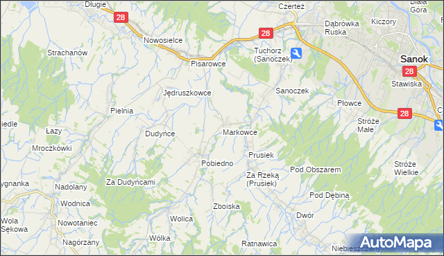 mapa Markowce, Markowce na mapie Targeo