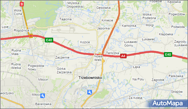 mapa Nowa Wieś gmina Trzebownisko, Nowa Wieś gmina Trzebownisko na mapie Targeo