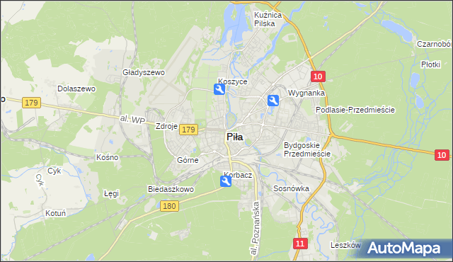 mapa Piły, Piła na mapie Targeo