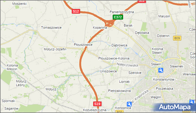 mapa Płouszowice-Kolonia, Płouszowice-Kolonia na mapie Targeo