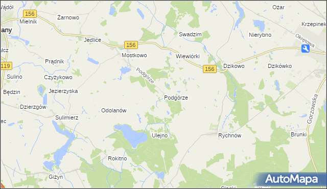 mapa Podgórze gmina Barlinek, Podgórze gmina Barlinek na mapie Targeo