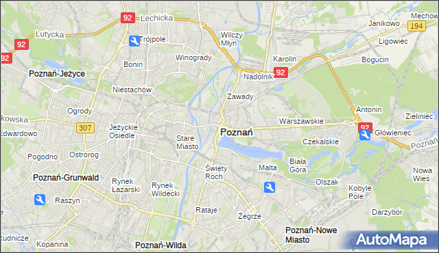 mapa Poznania, Poznań na mapie Targeo
