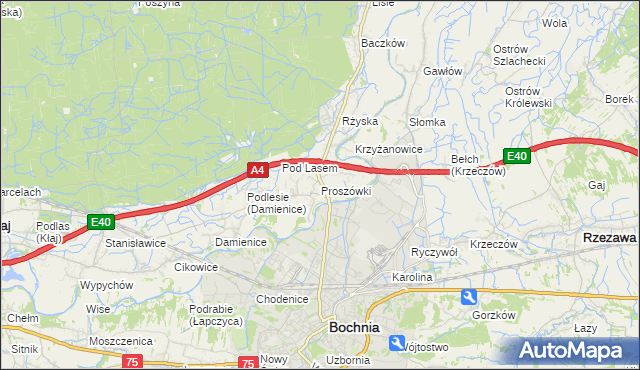 mapa Proszówki, Proszówki na mapie Targeo