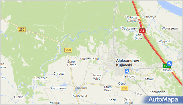 mapa Rożno-Parcele, Rożno-Parcele na mapie Targeo