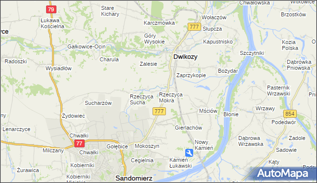 mapa Rzeczyca Mokra, Rzeczyca Mokra na mapie Targeo