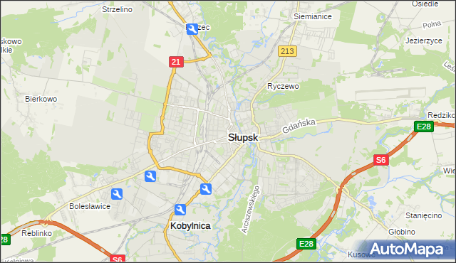 mapa Słupska, Słupsk na mapie Targeo