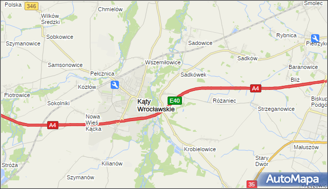 mapa Sośnica gmina Kąty Wrocławskie, Sośnica gmina Kąty Wrocławskie na mapie Targeo