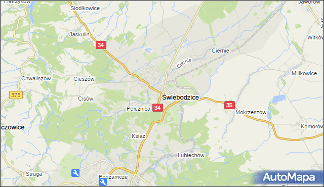 mapa Świebodzice, Świebodzice na mapie Targeo