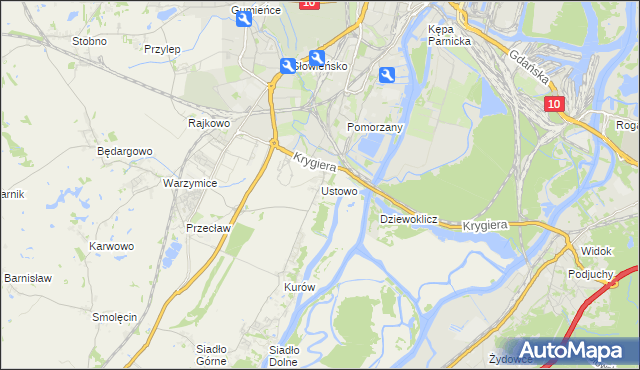 mapa Ustowo, Ustowo na mapie Targeo