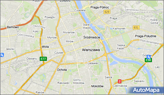 mapa Warszawy, Warszawa na mapie Targeo