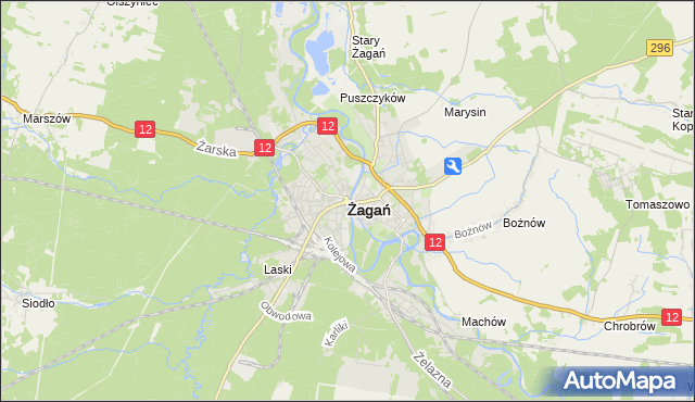 mapa Żagań, Żagań na mapie Targeo