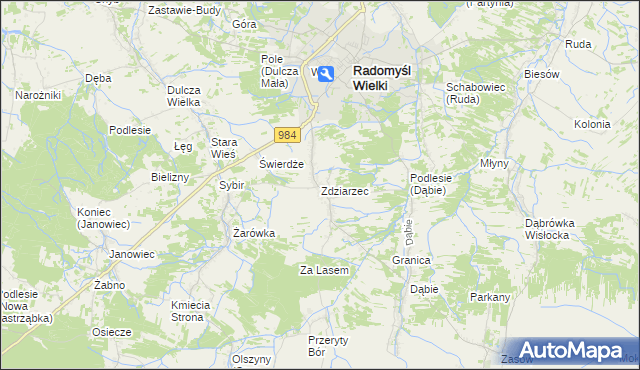 mapa Zdziarzec, Zdziarzec na mapie Targeo