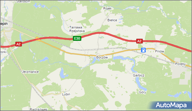 mapa Boczów gmina Torzym, Boczów gmina Torzym na mapie Targeo