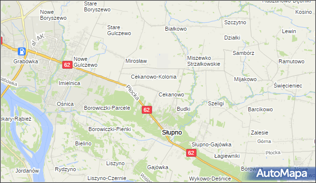 mapa Cekanowo gmina Słupno, Cekanowo gmina Słupno na mapie Targeo