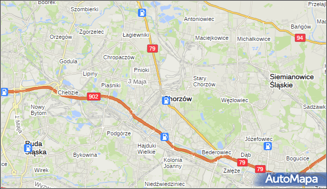 mapa Chorzów, Chorzów na mapie Targeo