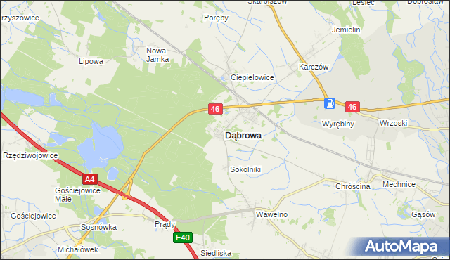 mapa Dąbrowa powiat opolski, Dąbrowa powiat opolski na mapie Targeo