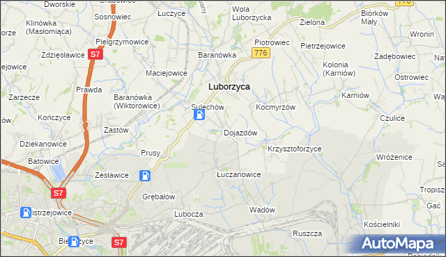 mapa Dojazdów, Dojazdów na mapie Targeo