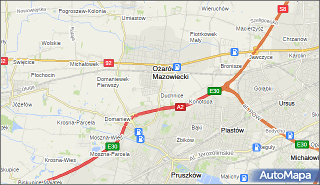 mapa Duchnice, Duchnice na mapie Targeo