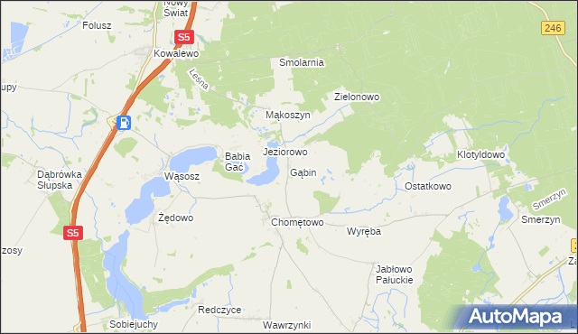 mapa Gąbin gmina Szubin, Gąbin gmina Szubin na mapie Targeo