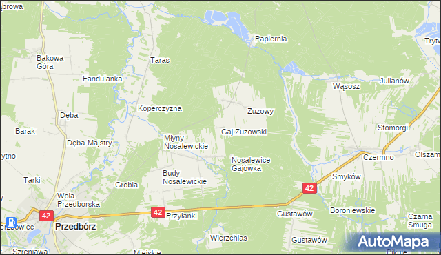 mapa Gaj Zuzowski, Gaj Zuzowski na mapie Targeo