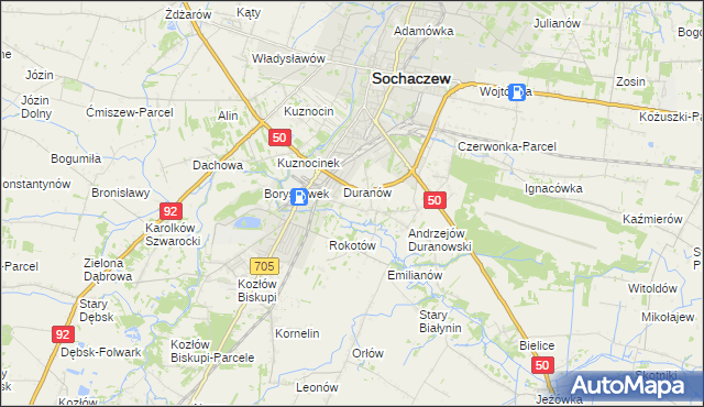 mapa Janówek Duranowski, Janówek Duranowski na mapie Targeo