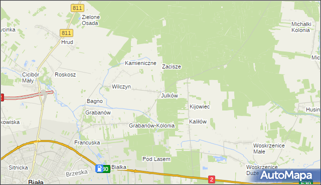 mapa Julków gmina Biała Podlaska, Julków gmina Biała Podlaska na mapie Targeo