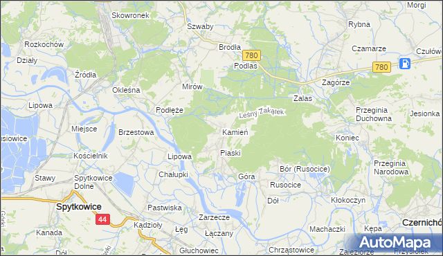 mapa Kamień gmina Czernichów, Kamień gmina Czernichów na mapie Targeo